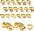 (Pack of 20) Niikappu 1/2 Inch x 1/2 Inch Elbow Brass Fitting, Push to Connect Brass Plumbing Fitting, PEX, Copper, CPVC, PE-RT Pipes(PF042-20Pack)