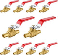 10-Pack Foskan 1/2 Inch PEX Crimp Full Port Ball Valve with Red Handle, Brass Quarter Turn Shut-off Valve for PEX Tubing