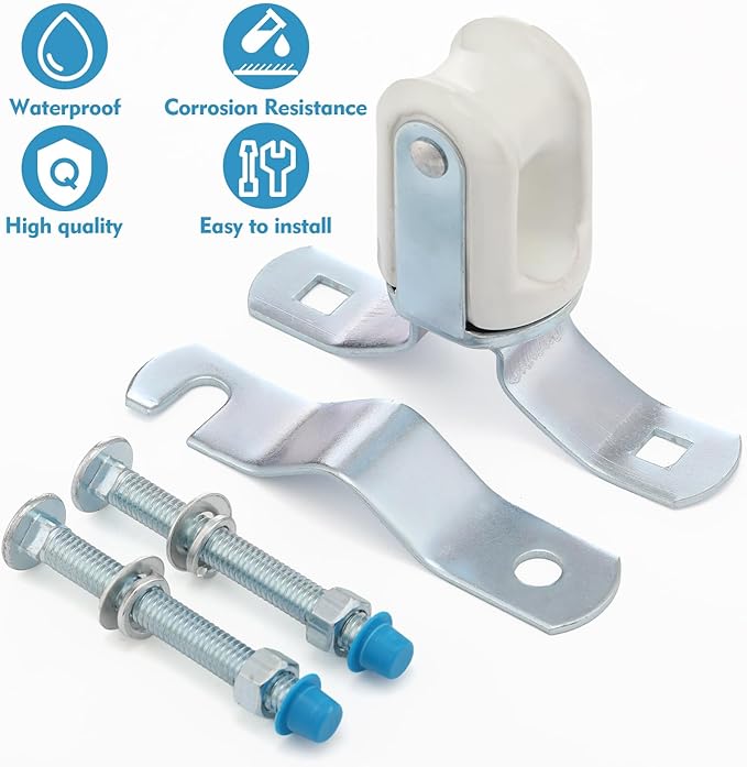 Blulu Heavy Duty Wire Holder, Adjustable Porcelain Wire Holder, 1-1/4" - 3" Adjustable Bracket, Steel Clamp Fits Around Any Pipe or Pole, Ceramic Head for Cables or Wires as an Insulator