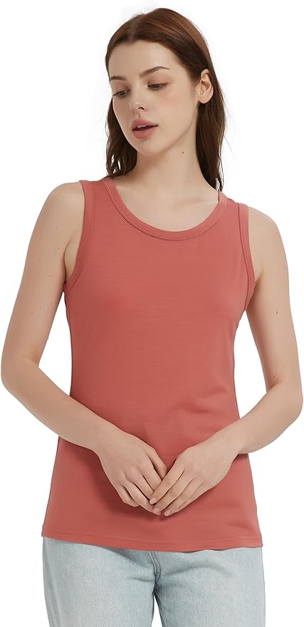 100% Merino Wool Tank Top for Women, Scoop Neck, Active Lightweight Breathable Undershirt, No-Odor Base Layer