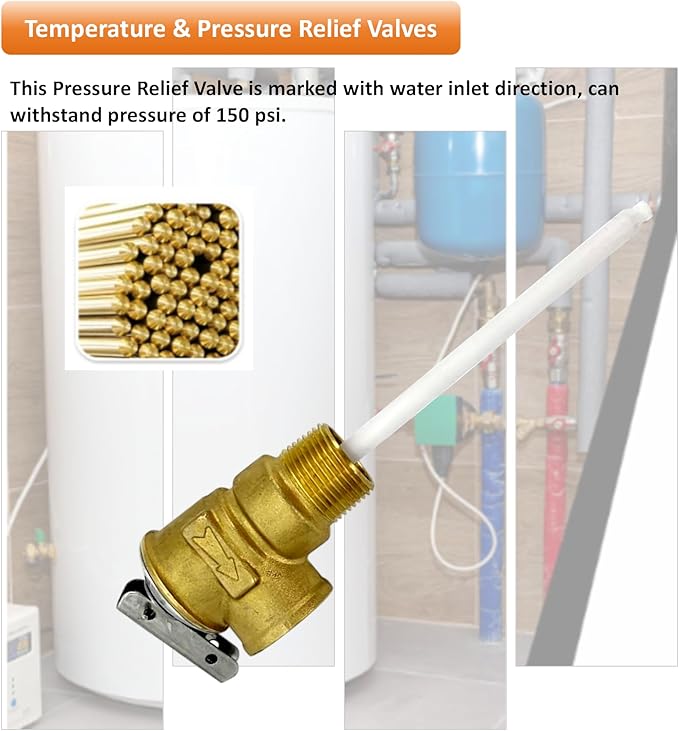 Long Term Temperature and Pressure Relief Valve Automatic with Extension Probe and Lever,3/4"NPT Pressure Relief Valve,All brass body.