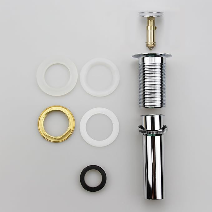 Polished Chrome Pop Up Sink Drain without Overflow, Bathroom Faucet Vessel Vanity Sink Drain Stopper