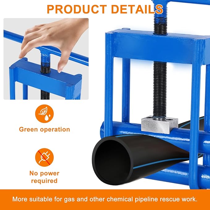 JIAWANSHUN Gas Pipe Squeeze-off tool, Shut Off Tool for 1/2-2.5in PE/PPR/PVC Plastic Water Pipe, Screw Compressor Clamp, Pipe blocker, Hose Pinch Off Pliers