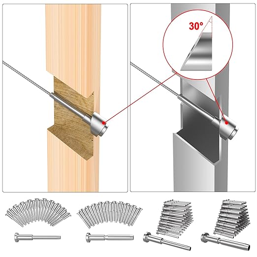 BLIKA 20 Pack 5/16" ID Angle Washers for Cable Railing Posts, Stainless Steel 30 Degree Angle Beveled Washer for 1/8", 3/16" Invisible Cable Railing Hardware, Cable Railing Angled Washer