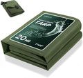HIRALIY 20 Mil Heavy Duty Waterproof Tarp, 7x12ft Green Tarpaulin with Reinforced Webbing Loops, Multipurpose Oxford Fabric Tarp for Firewood, Roof, Camping, Pool
