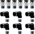 Pneumatic 1/4 Push to Connect Fittings Male Thread Elbow and Straight Combination Air Line Quick Connect Fittings 1/4"OD x 1/8"NPT Quick Connect Air Hose Fittings (Pack of 12)
