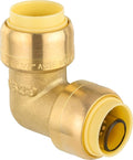 (Pack of 100) EFIELD 1/2-inch 90-Degree Elbow, Push-Fit Brass Fittings to Connect Copper, PEX, CPVC Pipe with 1/2" Disconnect Clip, UPC Certified,(PF-UNI009-100PCS)