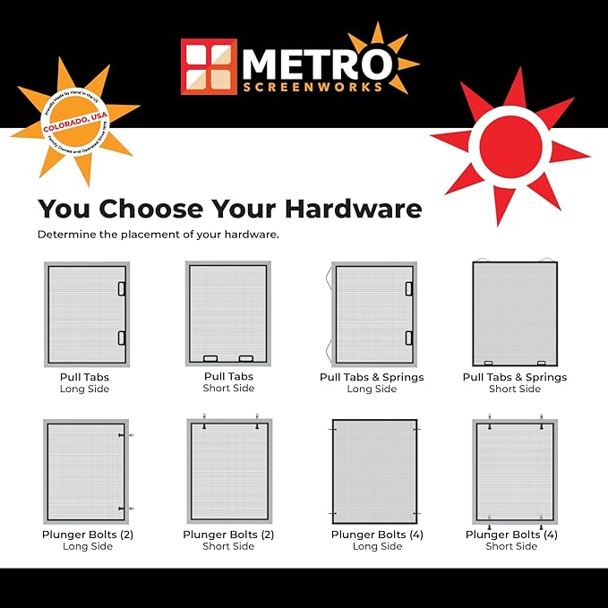 Metro Screenworks Custom Window Screens Fully Assembled and Ready to Install - Window Screen Replacement for House, (Bronze) Pre-Framed Mesh Replacement Window Screens, Home, Patio, & More