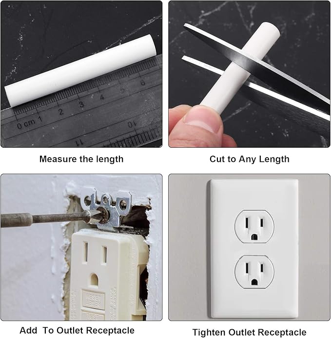 64 Pieces Electrical Outlet Spacers Electrical Outlet Box Extender Kit Includes 16 Pcs 3 Inch Switch and 48 Pcs 1-1/2 Inch 6-32 Thread Flat Head Device Mounting Long Screws (White)