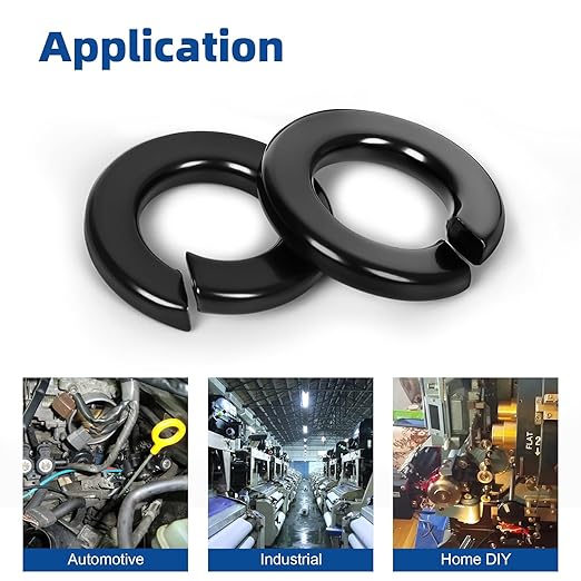 M3 Split Lock Washer, 304 Stainless Steel 18-8 Spring Lock Washers for Bolts and Nuts, Black Finish, 100 PCS