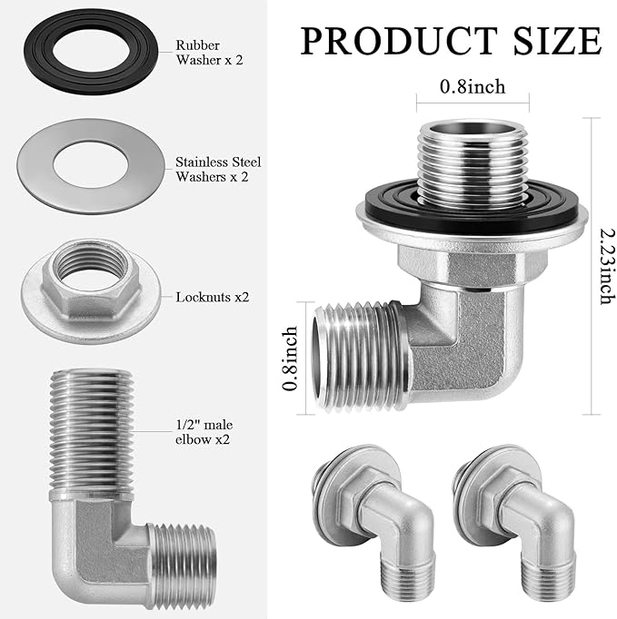 Wall Mount Commercial Faucet Installation Kit,304 Stainless Steel 90 dergee Backsplash Mount Set for Stainless Steel Commercial Kitchen Prep & Utility Sink,Lead-Free 2 Pack