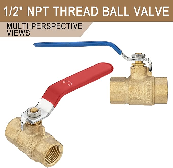 [4 Pieces] Lingmfg 1/2" NPT Thread Ball Valve Shut Off Valve LING-BV1-1/2FNPT-4