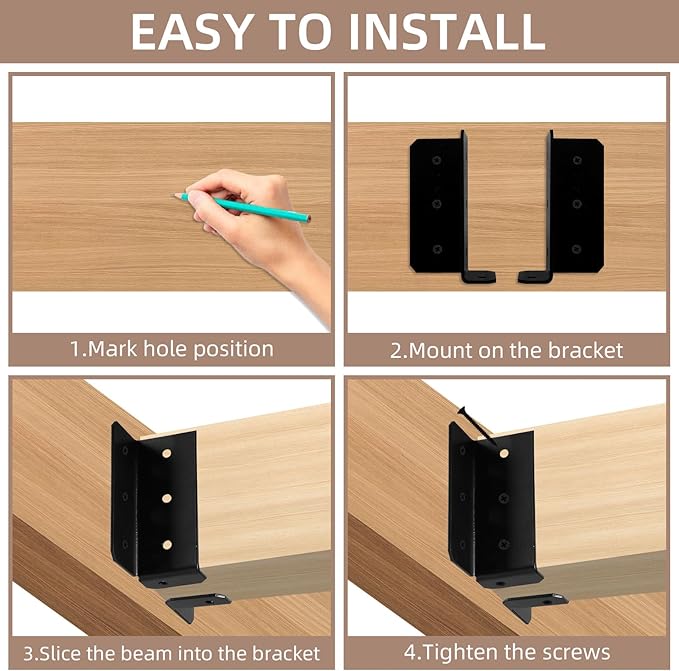 8 Pairs Split Mount Joist Hanger, 14 Gauge Joist Hangers Connectors for Wood Carbon Steel Mount Joist Brackets for 2"x4",2"x6", 4"x4" Beam