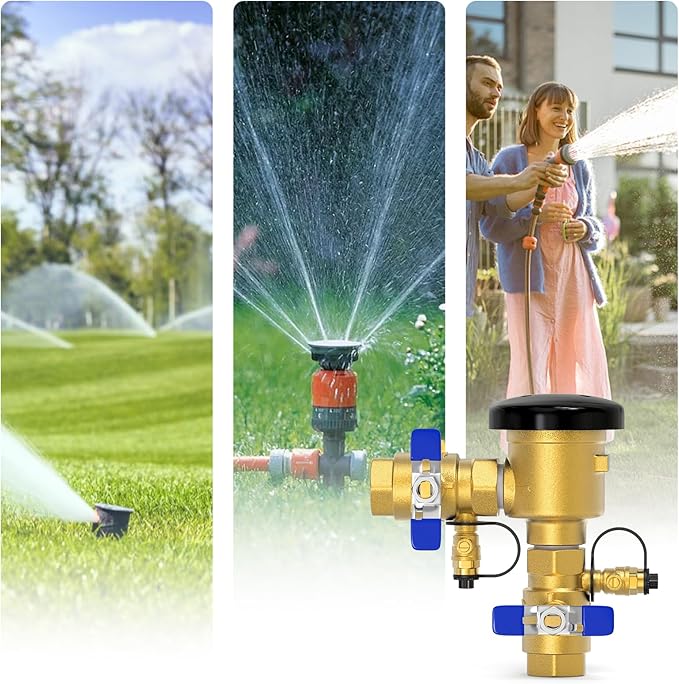 MEANLIN MEASURE 1" Pressure Vacuum Breaker Assembly, Brass Backflow Preventer Valve, Max 400Psi, for Lawn Irrigation System and Commercial Water Supply Systems with 720A-Style Installations