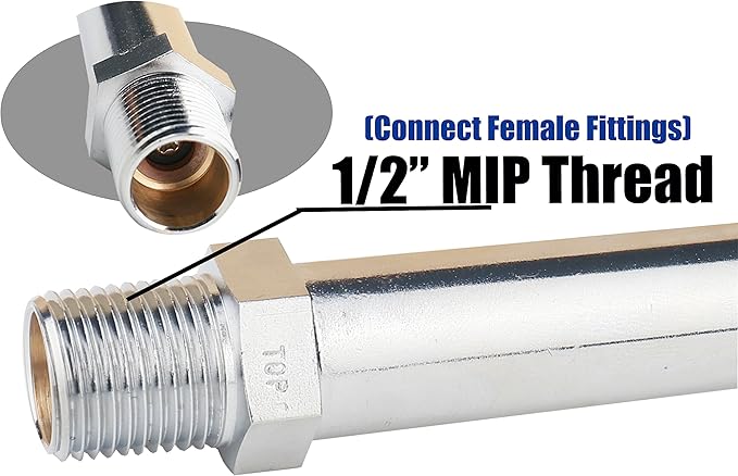 WHK Brass 12" Frost Proof Outdoor Faucet, Anti-Siphon Sillcock, Polished Chrome, 1/2" MIP x 3/4" Hose Bibb
