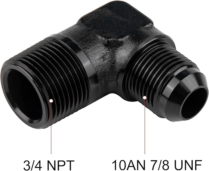 EVIL ENERGY 10AN to 3/4" NPT Male 90 Degree Fitting Adapter Aluminum 2PCS