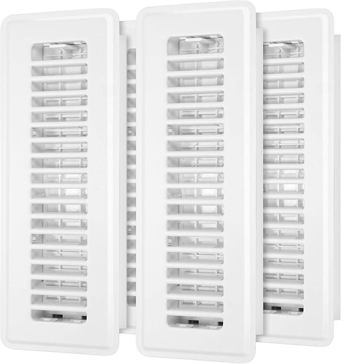 Floor Register 2x10, 4 Pack Floor Vent Covers for Home Floor Heavy Duty Steel Walkable Floor Grates Adjustable Air Vent Covers 2" x 10" Floor Vent, White