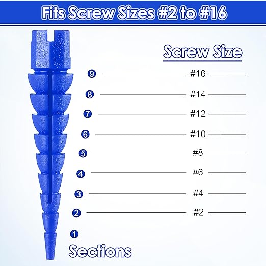 10 Pcs Wood Anchor, Stripped Screw Hole Repair Kit for Wood, Door, Fixing Stripped Screw Holes, Fits Wood Screws Sizes #2 to #16(Blue)