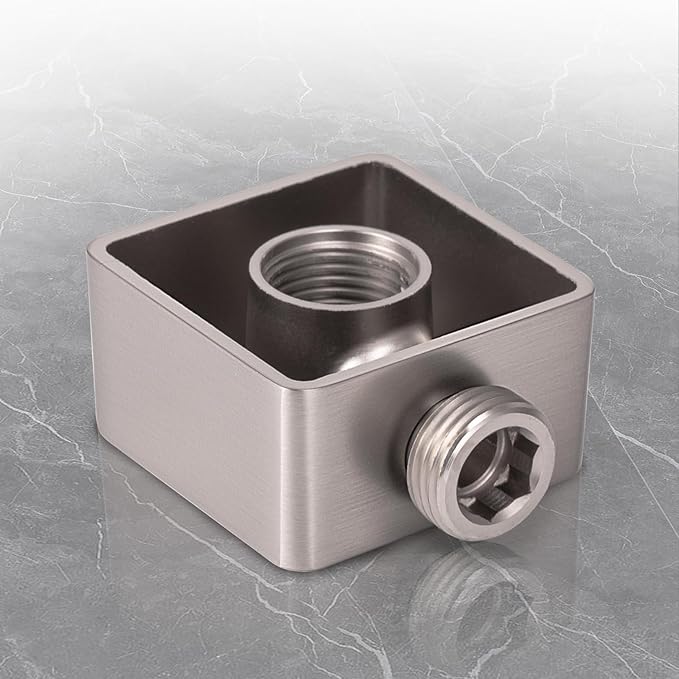 Wall Supply Elbow for Hand Held Shower, Solid Brass Square Mount in Brushed Nickel, JB-022BN