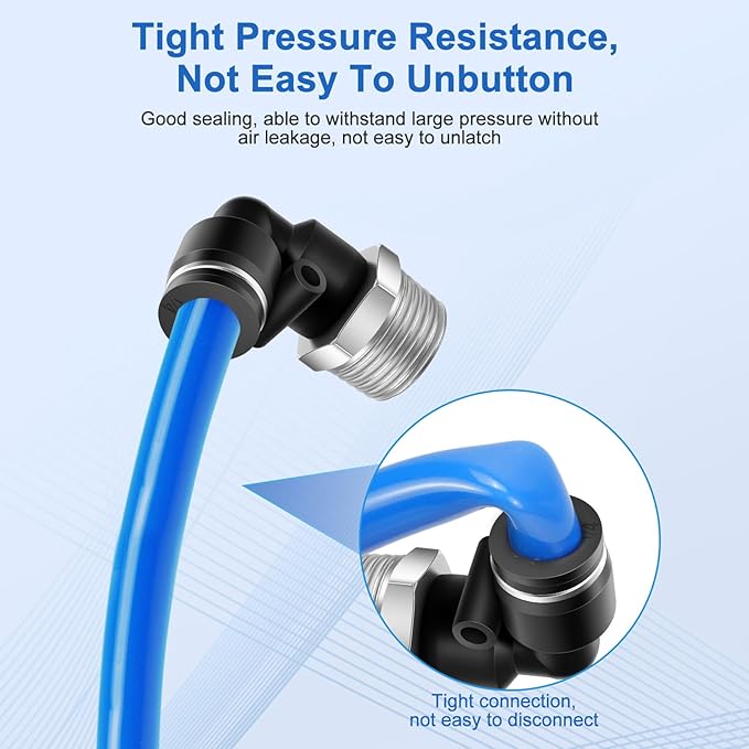 10 Pcs Push to Connect Fittings 1/4 Inch Tube OD x 3/8 Inch NPT Thread Pneumatic Male Elbow Quick Connect Air line fittings