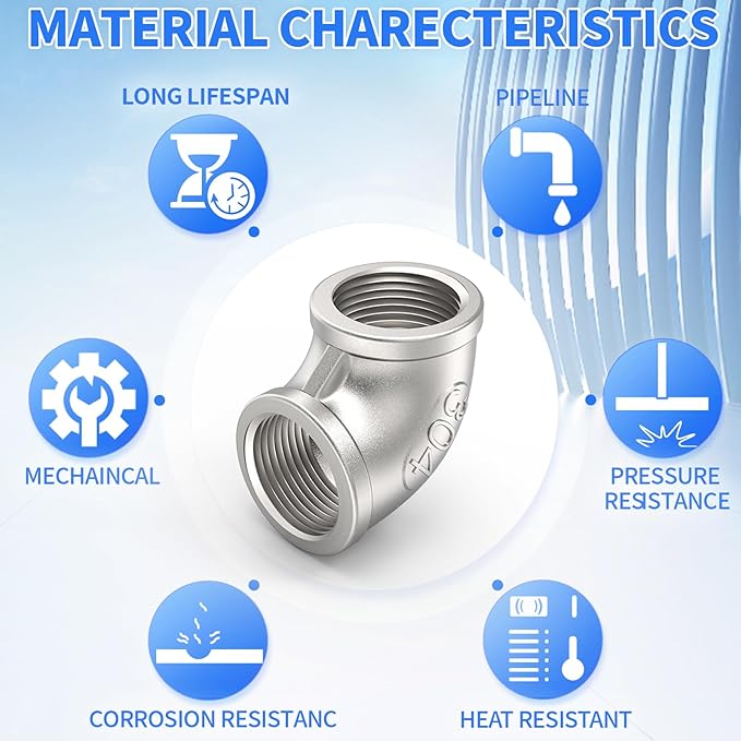 ChillWaves 304 Stainless Steel Pipe Fitting, 90 Degree Elbow 2" NPT Female x 2" NPT Female Thread Adapter(1-PACK)