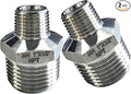 2pcs 1" NPT x 1/2" NPT Stainless Steel Nipple, 1" to 1/2 Adapter Fitting Reducing Solid Hex Stainless Steel Nipple, Male Reducer for Extending and Connecting Pipes