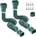 Flexible Gutter Downspout Extensions, Connectable Downspout Extender with 58"+ 67" Extendable Pipe, Thickened Down spout Drain Extension for Rainwater Drainage(2 Pack, Green)