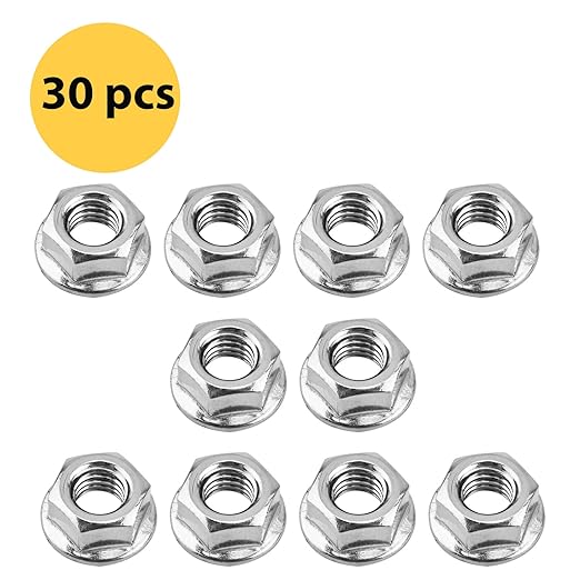 M8 Serrated Flange Hex Nuts, M8-1.25mm Hexagon Flange Nuts, 304 Stainless Steel, Metric Nuts Fasteners, Heavy Duty Replacement Nut with Plastic Case for DIY Home Mechanism, 30 Pack