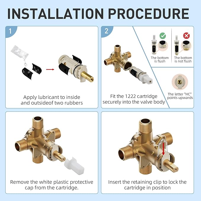 1222 Cartridge Kit Compatible with Moen Posi Temp Valve Tub Shower Faucet Single Handle, Incloud 104421 Cartridge Puller remaoval Tool and Handle Adapter Kit 116653
