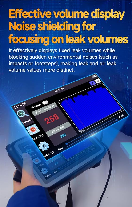 TYM-3A Water Leak Detector, Al-Assisted Under Slab Water Leak Detector, Multiple Sensor Options Water Leak Finder Underground