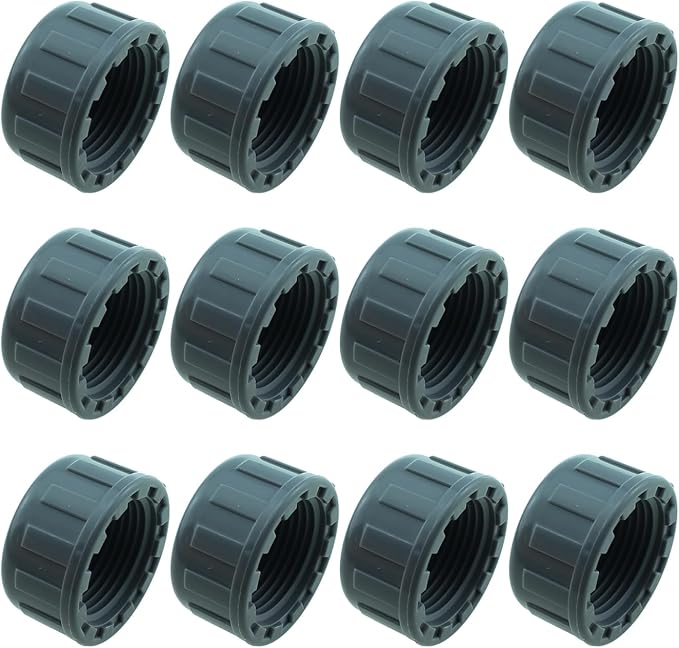 12-Piece 3/4 Inch PVC Inner Teeth Pipe Plugs - PVC Threaded Water End Cap Connectors for Irrigation Systems and Water Supply Lines