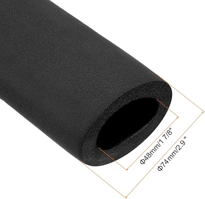 uxcell Foam Tubing for Handle Grip Support, Pipe Insulation Outside Pipe Lagging, 48mm(1 7/8") ID 74mm OD 1m Black