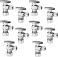 HeSun 10-PCs Pex Angle Stop Valve, 1/2" Nominal (5/8"OD) Compression x 3/8" OD Compression, 1/4 Turn Shut Off Valve for Bathroom,PEX Chrome Plated Brass