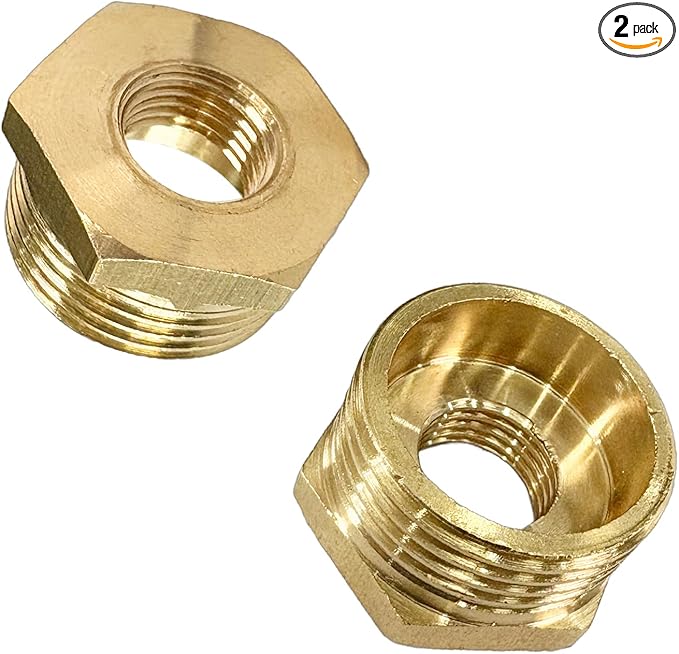 3/4" NPT Male x 1/4" NPT Female Brass Reducer Hex Bushing Threaded Pipe Fitting Reducing Adapter Pack of 2