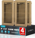 VOISEN Floor Register 4x8, 4 Pack Floor Vent Covers, Steel Adjustable Air Supply Grille Register Vent Cover Grill for Sidewall and Floor, Vent Covers for Home Floor,Brown