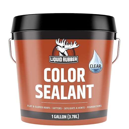 Liquid Rubber Color Waterproof Sealant - Elastomeric Roofing Coating for Flat or Slope Roofs & Foundations - DIY Paint & Leak Repair Membrane Compatible with Metal & Concrete - Clear, 1 Gallon