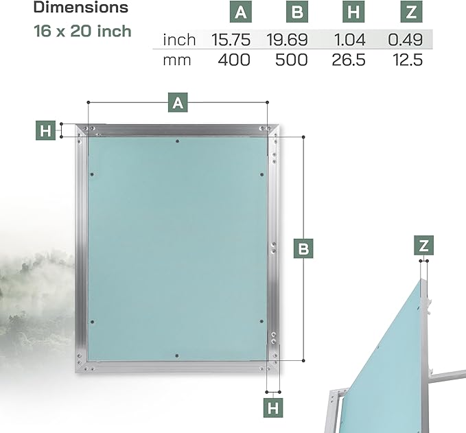 Vent Systems 16" x 20" Inch Aluminum Drywall Access Panel – Recessed Metal Rectangular Inspection Door for Wall, Ceiling, Plumbing, HVAC System – Indoor Use for Home, Garage, Office Renovation, Repair
