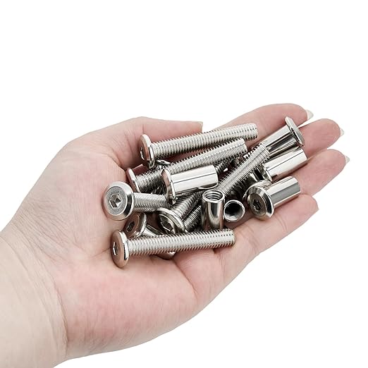 50Pcs M8x50mm Silver Furniture Bolts Barrel Nut & Bolt Kit - A Must-Have for Furniture Manufacturers, Ensuring Smooth and Stable Joints in Sofas and Wardrobes