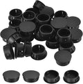 uxcell 1-11/64" Plastic Hole Plugs, 36Pcs Flush Type Panel Round Snap in Fastener Knockout Locking Plugs for Furniture Insert End Caps Panels, Black