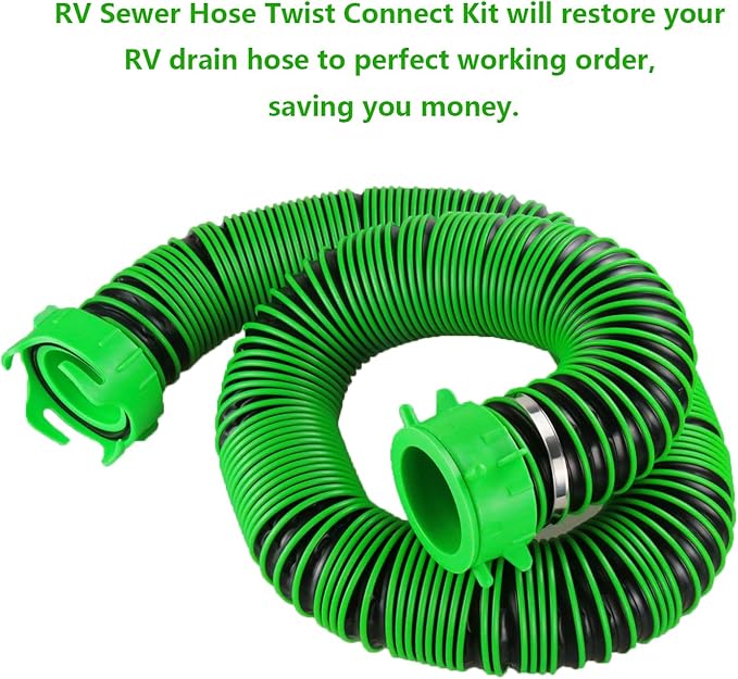 Camper/RV Sewer Hose Fittings - Twist Connect Kit Fits Connect 3" Camper RV Sewer Hoses Adapter (Connect Kit)