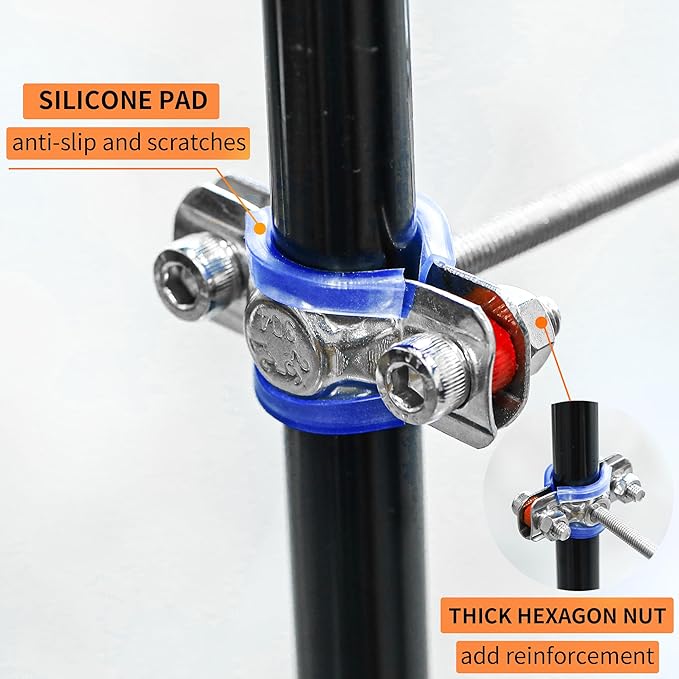 2PCS 304 Stainless Steel Wall Mount Ceiling Mount Pipe Supports, Adjustable Pipe Strap Clamp with screws for OD Pipe 25-27mm, Adjustable Height 50-100mm