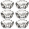 ChillWaves 304 Stainless Steel Pipe Fitting, 90 Degree Elbow 3/8" NPT Female x 3/8" NPT Female Thread Adapter(6-PACK)