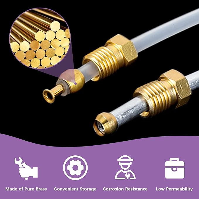 Swpeet 105 Pcs Tube OD 1/4'' 3/8'' 1/2'' Brass Compression Sleeves Ferrules, 3 Sizes Brass Compression Fitting Ferrules Assortment Kit Metal Hardware Tightly Good Sealing
