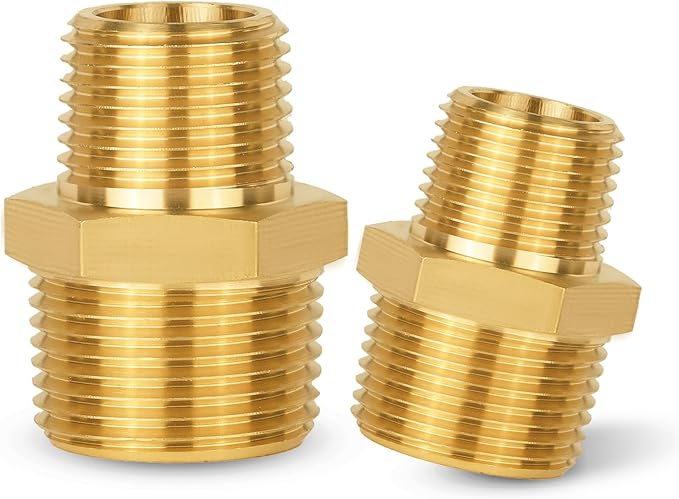 200-PCs HeSun Brass Hex Nipple Pipe Fitting, 3/4" NPT Male x 1/2" NPT Male Hex Pipe Adapter