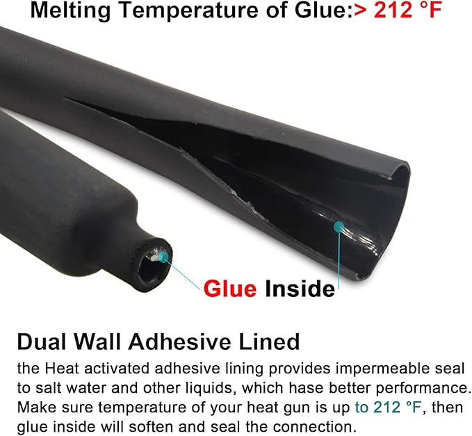 2 Pcs 1 inch (Diameter) Heat Shrink Tubing, 3:1 Adhesive-Lined Large Heat Wire Shrinkable Tube by MILAPEAK (4 Feet, Black & Red)