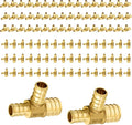 100-Pack PEX Fittings Niikappu 1"x3/4"x3/4" Pex Tee, Brass Crimp Pipe Fittings for PEX Pipes, ASTM F1807