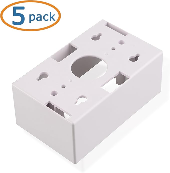 Cable Matters 5-Pack Single Gang Low Voltage Surface Mount Backbox 1.85 inches in Depth in White