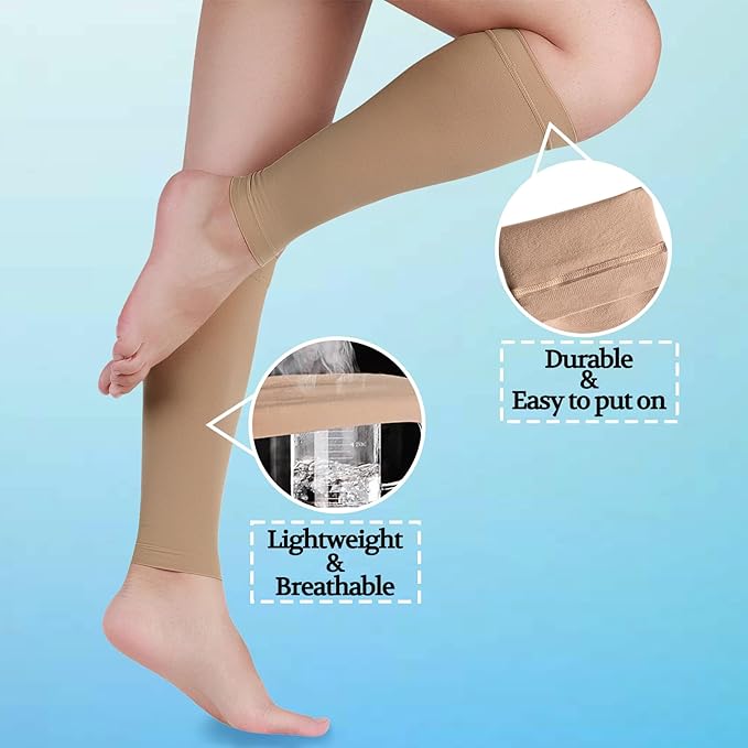 Lin Performance Medical Calf Compression Sleeve for Women and Men Lightweight Footless Socks for Nurses, Pregnant, Travel and Flight, Varicose Veins, Post Surgery Recovery, Edema