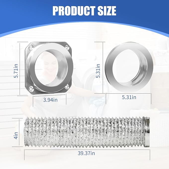 Magnetic Dryer Vent Coupling Kit-DV180 Airtight Seal Dryer Vent Connector Kit, Quick Connect/Disconnect with 4" x 3.3ft Duct & 2 Clamps, Easy to Clean & Install Connector for Dryer Venting