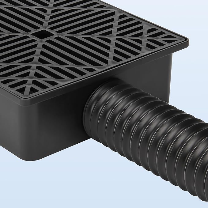 YAMIAOMAO Catch Basin Gutter Downspout Extensions with 2.5" IN Flexible Pipe, 5Ft Black Drainage Pipes, Gutter Catch Basin Suitable for Outdoors, Yard and Soil Protection, Pipe can Extend